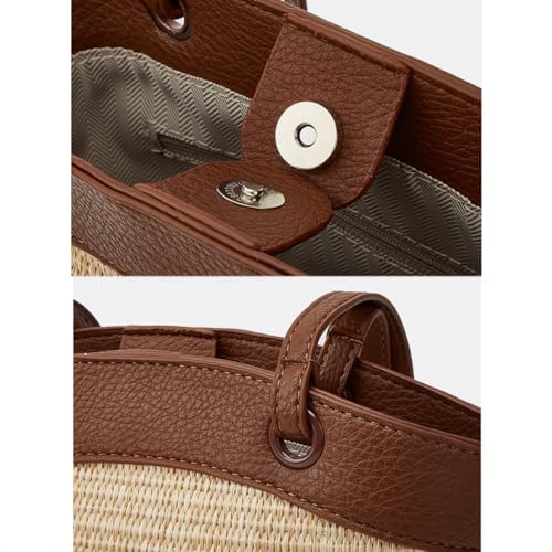 Bolso playero retro tejido estilo francés pequeño para mujer miniatura 5
