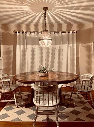 Newrays Wood Bead Chandelier Pendant Bohemian Boho Beachy Ceiling Lamp Light Fixtures (Gray White-Small, 13.58 in*15.74 in) - Image 2