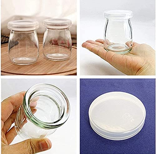 Image of SOLIGT Marve 6 pcs Glass Pudding Jar With Plastic Lid /Small Glass Bottles For Desserts /Yogurt Jar For Decorations Ideal for Jam, Honey, Wedding Favors