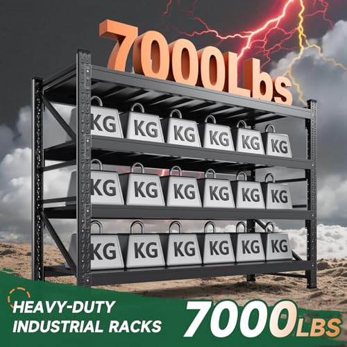 Image of Letaya 68 inch W Storage Shelves Heavy Duty, 7000LBS Garage Shelving Units, 4 Tier Adjustable Utility Rack Shelf,Large Metal Industrial Shelves,for Shop,Warehouse,Basement,Black (68 inch W x 24 inch D x 64 inch H)
