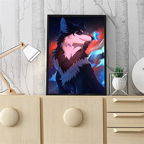 Diamant Schilderij Kits voor Volwassenen, 5D Diamond Art Cartoon Wolf Diamant Schilderij Kinderen Volledige Boor Kristal Strass Kruissteek, Diamant Borduurwerk Foto's Kunst Ambachten Muur Home Decor (50x70cm/20x28 - Afbeelding 3