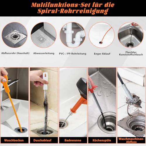 Spirale de nettoyage de canalisation 10m pour perceuse avec kit - 8