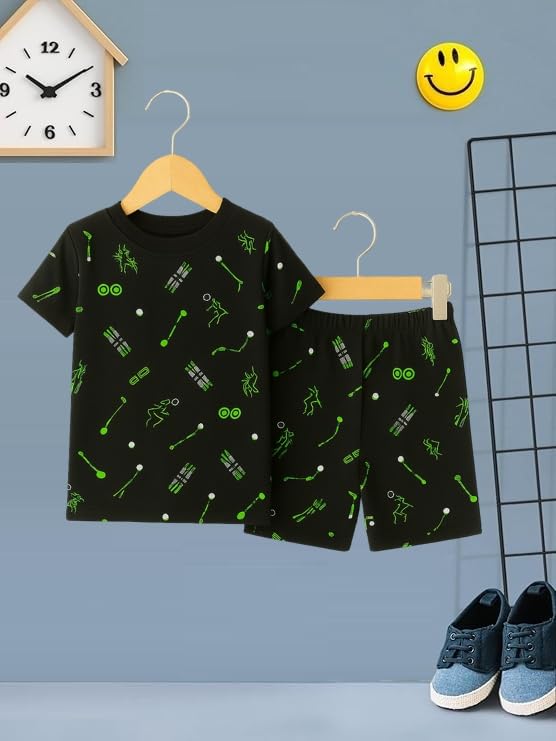 Image of UZARUS Kids Boys' Printed T-Shirt and Shorts Combo Set | Comfortable Summer Wear | Daily Casual Outfit | (Pack of 3)