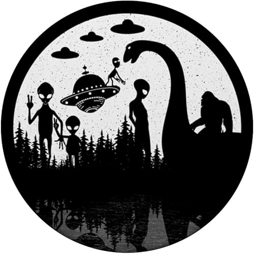 Miniatura 3 de Bigfoot Riding Loch Ness Monster Funny Sasquatch y aliens PopSockets intercambiables PopGrip