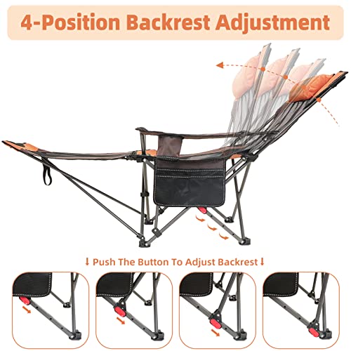 Thuopt Camping Folding Mesh Chair With Collapsible Footrest Adjustable Backrest For Adults, Portable Lightweight Reclining Foldable Chair With Pillow Cup Holder For Outdoor In Summer #TOP3