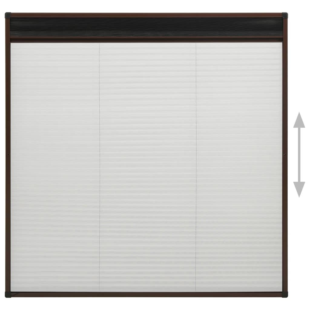 Insektenschutz-Plissee für Dachfenster, Fliegengitter mit stabilem Aluminium-Rahmen in Braun und Fiberglas-Netz in Schwarz, Mückengitter Fensterbausatz, 120 x 120 cm