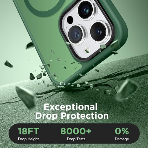 Coque iPhone 14 Pro Max magnétique mate verte avec protection écran et objectif GONEZ - 6