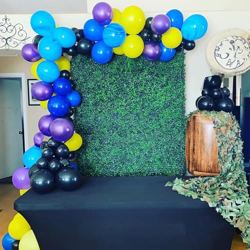 Image of HILAVO Purple Blue Yellow Black Balloons 60 Pcs Metallic Purple Royal Blue Black Yellow Game Latex Balloon Gaming Party Balloon for Kids Gamer Night Birthday Graduation Party Decoration Supplies