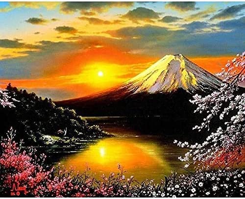 クロスステッチ完成品【富士山】 Amazon | Wingkinクロスステッチキット富士山の風景人気図案印刷