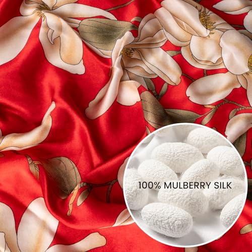 100% Mulberry Silk for Women Head Scarf Silk Neck Scarf Square Satin Hair Purse Scarves Lightweight 21"3