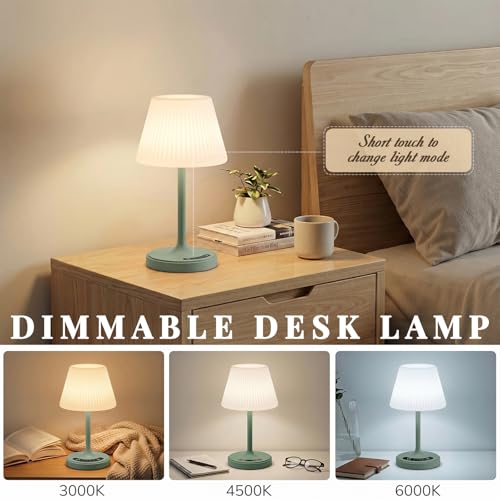 Image of Waterproof Shower Lamp Outdoor Cordless Table Lamp, 3-Color Dimmable -Green | 4000mAh, touch, weighted base, bathroom shower light, patio dinner, RV camping, charge your phones, memory night light