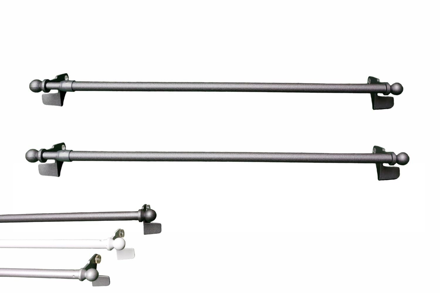 MadeInNature Lot de 2 tringles à Clipser, Autobloquantes, Montage sans Vis ni perçage Fix’VIT Extensibles, Couleurs et Longueurs au Choix (Extensible 50x80 cm, Lot de 2 Embout Boule Béton)