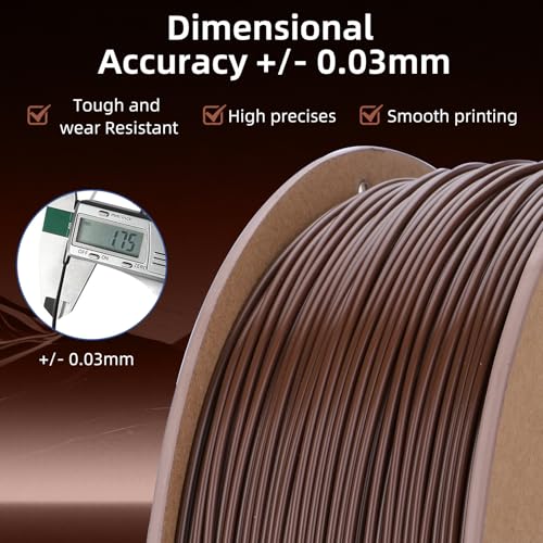 Image of 3DHoJor ABS Filament 1.75mm, ABS 1kg Spool (2.2lbs),3D Printer Filament,Dimensional Accuracy + /- 0.03 mm, Fit Most FDM Printer-Brown