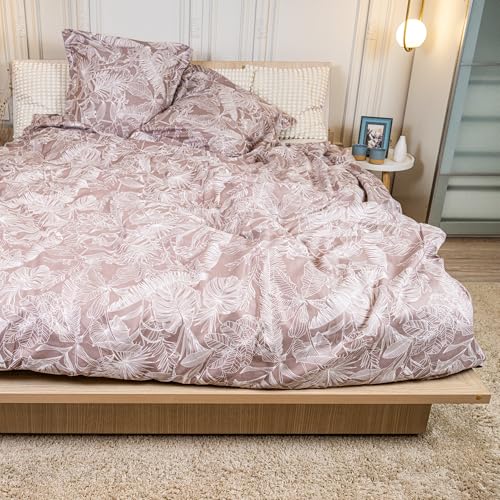 DRAP HOUSE Parure de Lit 220x240 cm – 3 Pièces avec 2 Taies 63x63 cm – Housse de Couette en Coton Microfibre Doux et Respirant – Fermeture Éclair...