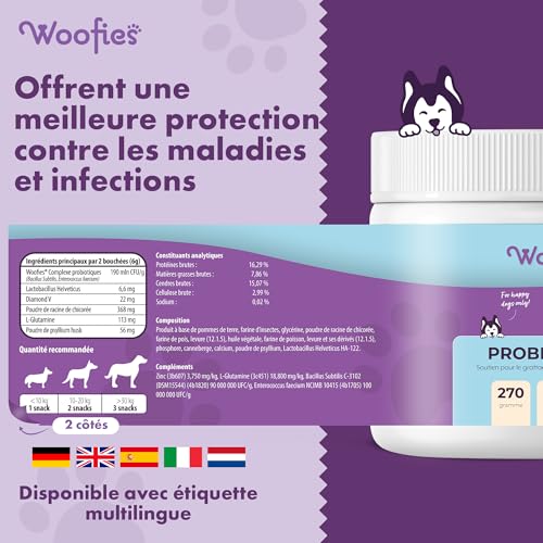 Probiotiques Friandises digestives pour Chiens - 90 pièces - Renforce la Flore intestinale et améliore Le système immunitaire - Ingrédients 100% naturels Prébiotiques (Bœuf) – Image 4