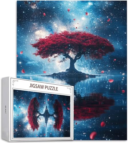Puzzle 5000 Piezas Cielo estrellado Rompecabezas para Adultos, un Rompecabezas Desafiante, Juegos de Puzzle para Toda la Familia, Letras en la Parte Posterior, Decoración del Hogar Regalos Árbol H-458