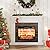 Naice 44" Electric Fireplace Mantel, Farmhouse TV Stand with Electric Fireplace Heater, Stacked Stone Surround and Remote Control 3D Realistic Flame, White Fireplace for Living Room Bedroom