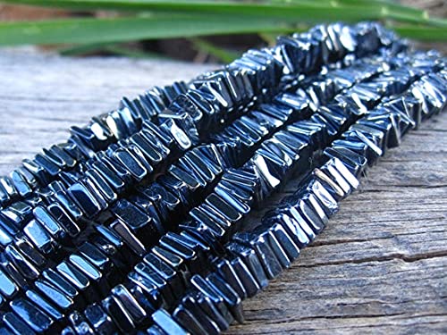 Perles de spinelle noir carrées de 4,5-5mm pour création de bijoux de 20cm