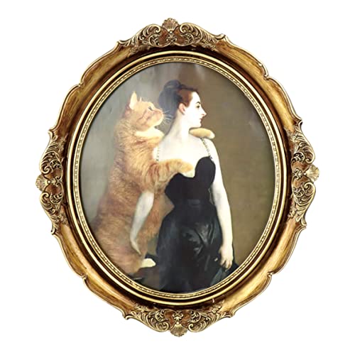 33 x 38 cm, ovaler Vintage-Bilderrahmen, Blumenschnitzerei, 33 x 38 cm,...