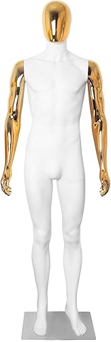 Maniquín masculino de cuerpo completo, soporte ajustable de 73 pulgadas, de plástico sin rostro, desmontable, soporte de maniquí, base de metal,