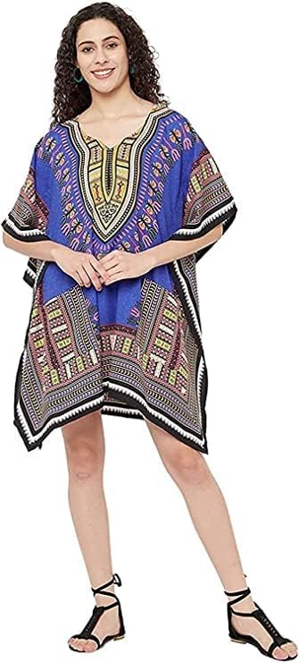 ukal Women's Print Short Kaftan Dresses, XS-5XL Regular to Plus Size Yellow-picture-24