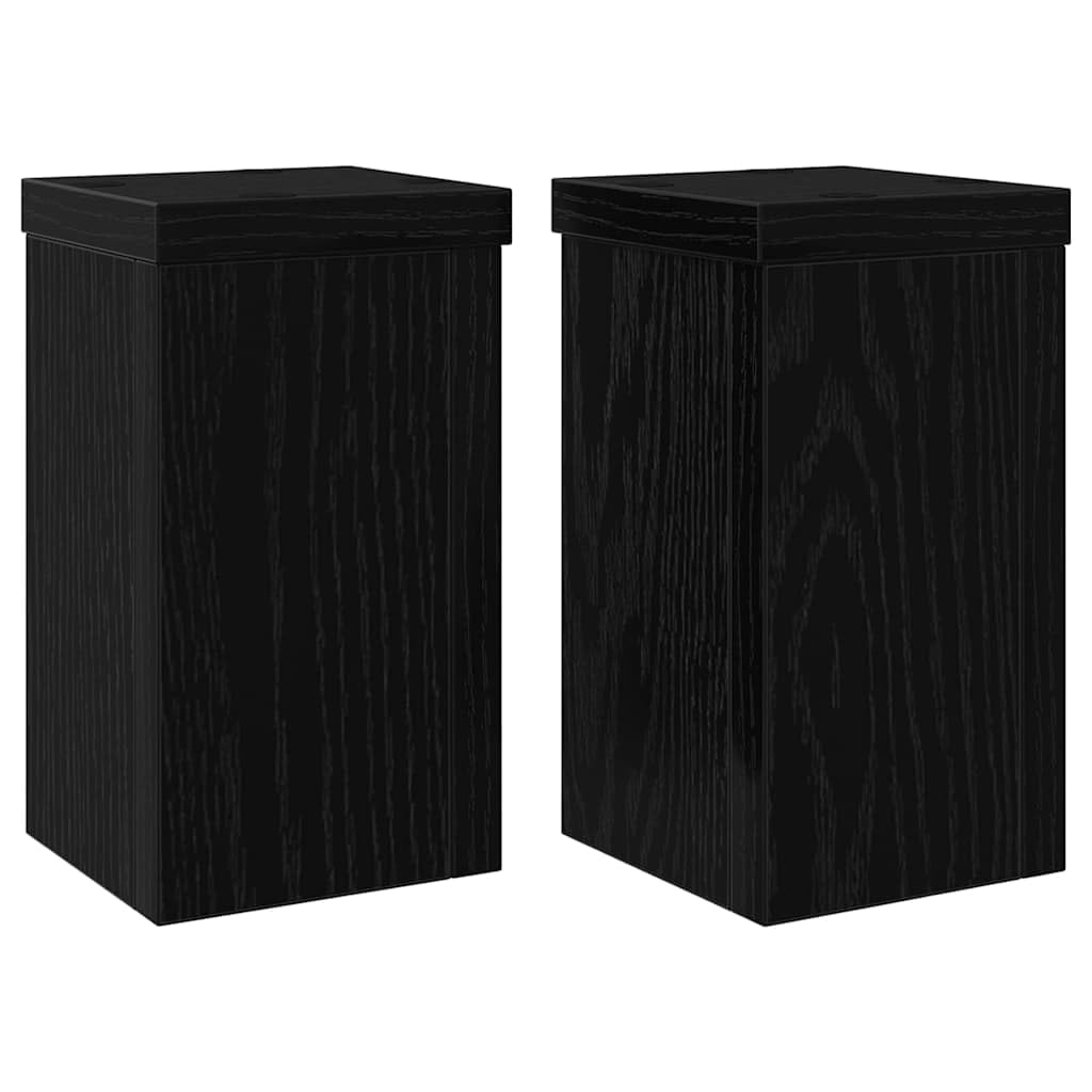 Vidaxl Black Oak. Plant Stand 2 Pcs Black Oak 10 X 10 X 18 Cm Engineered Wood, Living Room Plant Stand, Rectangular Display, Indoor Planter For Herbs, Botanical Decor, Outdoor Garden Accessory