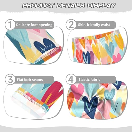 Toddler Girls Leggings Printed Yoga Pants Leggings Fold Colorful Love Heart for Kids3