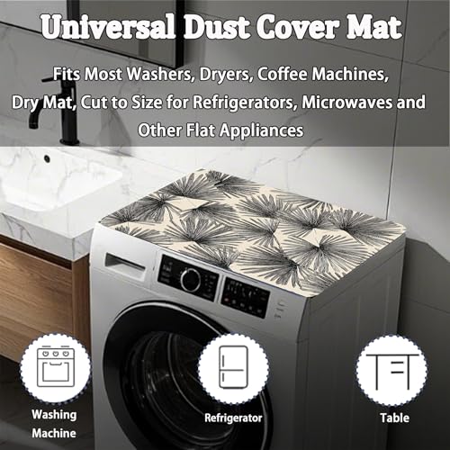 Image of Washer Dryer Top Cover Mat, Non-Slip Laundry Room Decor, Laundry Room Kitchen Appliance Decor Protector Universal 23.6 inchx19.7 inch (Leaf 2)