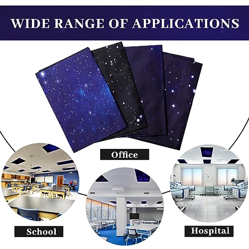 Image of ROCEEI 4 Pcs Fluorescent Light Covers for Ceiling Lights, 4 x 2 Feet, Magnetic Light Covers for Classroom Office Home School Ceiling Decor(Starry)