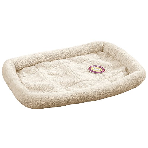 Slumber Pet Sherpa Crate Beds - Comfortable Bumper-Style Beds for Dogs and Cats, Medium, Natural Beige, 20.5