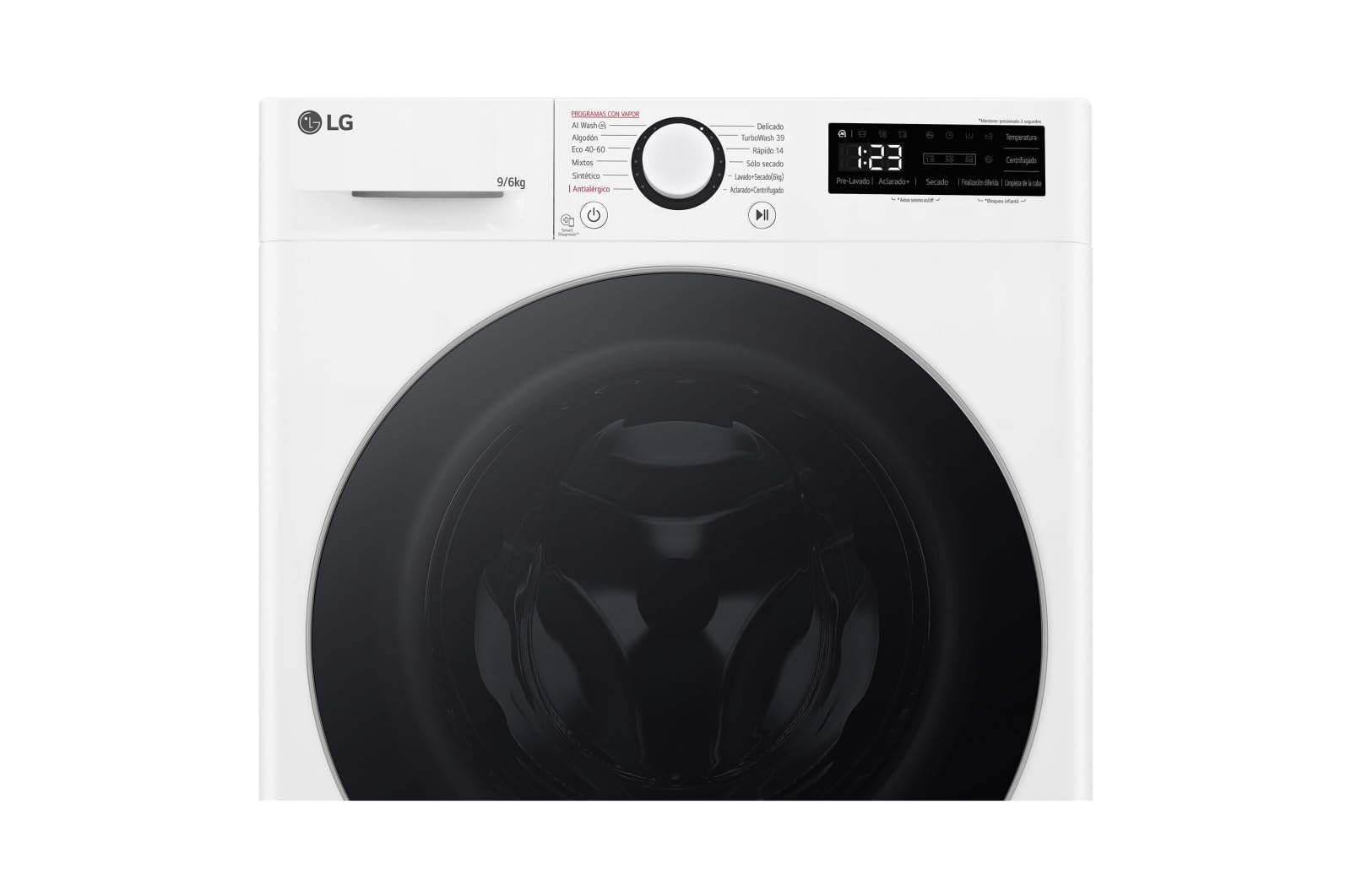 LG F4DR6009A1W Intelligenter Wäschetrockner AI Direct Drive TM, Turbowash 360°, 9/6 kg, 1400 U/min, 10% effizienter als A (Waschen) / D (Trocknen), Serie 600, Weiß