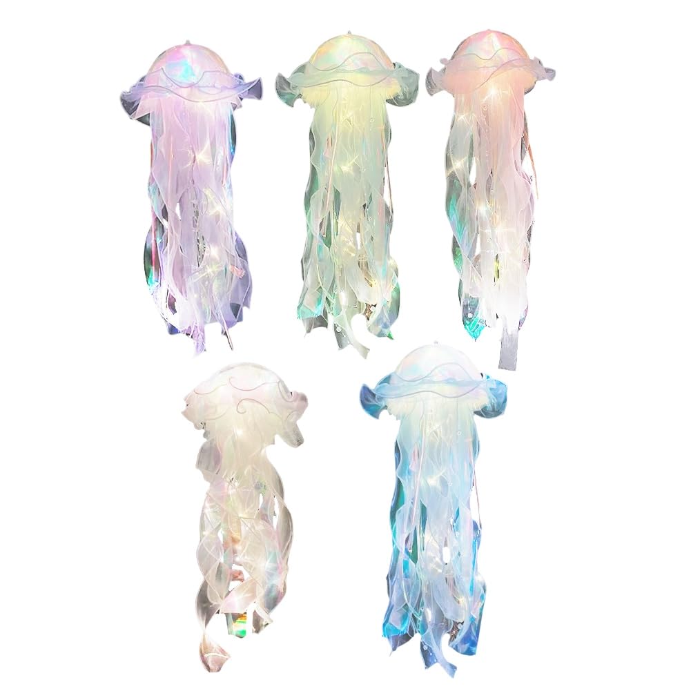 Aboiled 5 Pcs Portable Flower Lamp Hanging Jellyfish Lights for Bedroom Bedroom Night Lamp