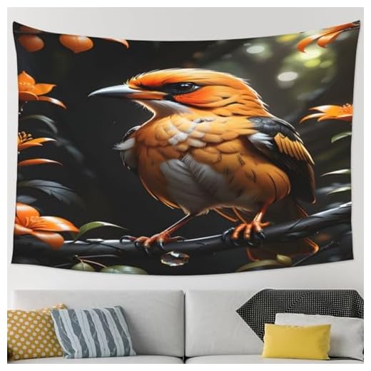 ZGDPBYF Tapiz de pared hiperrealista con diseño de pájaros, diseño de dibujos animados, decoración artística para colgar en la pared para dormitorio, sala de estar, dormitorio, 150 x 100 cm (ancho x