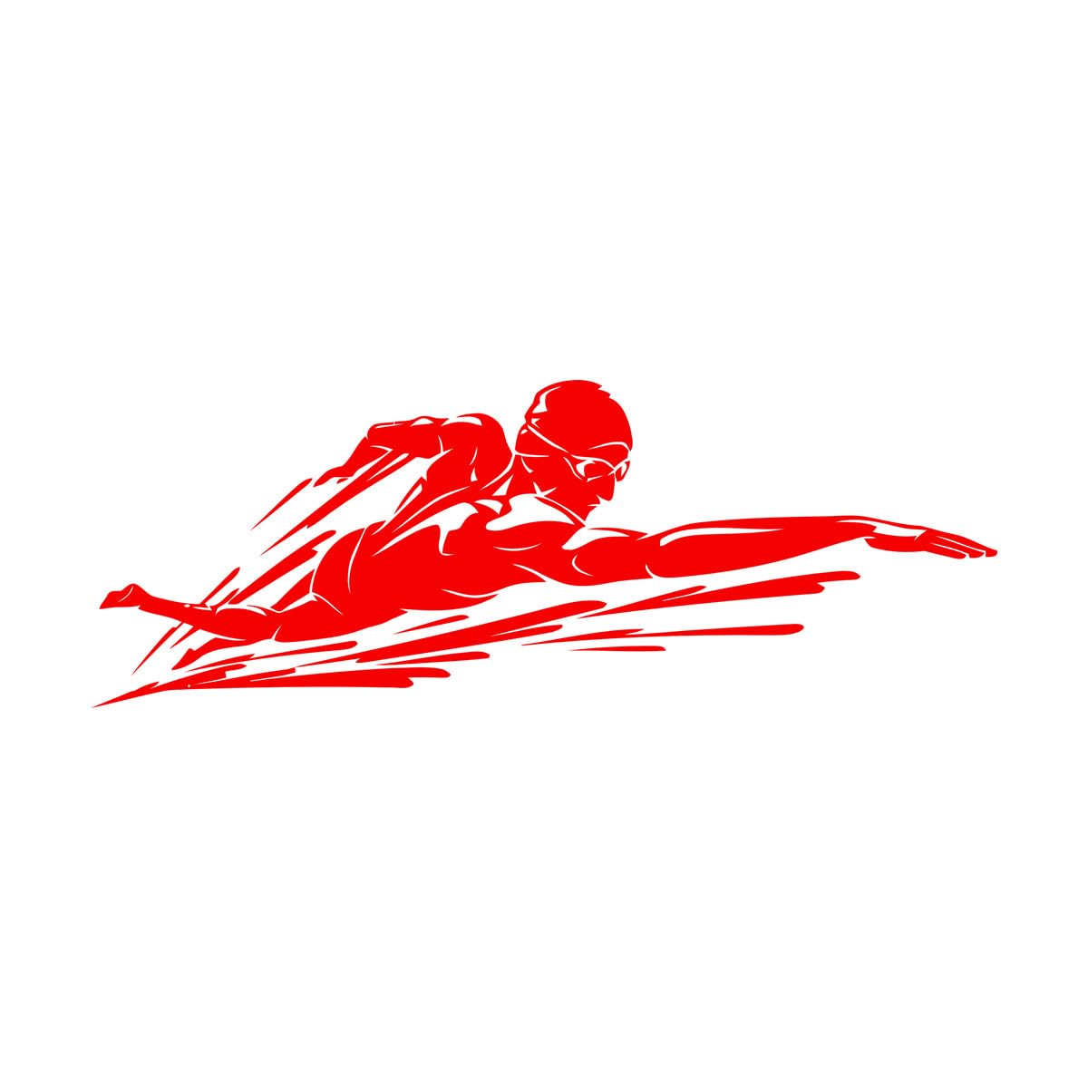 Swimming Pool Swimmer Water Sports School Wall Decals 51.8x145.7cm Multiple Size Options Extra Large red
