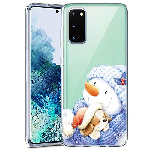 Marside Clear Case for Samsung Galaxy S20 FE 5G Custom Snowman Pattern,Transparent Hard Bottom and TPU Soft Slim Flexible Silicone Cover Case Stand for Samsung Galaxy S20 FE 5G