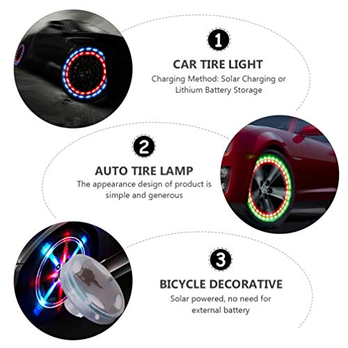 BESPORTBLE 4 peças de luz de pneu de roda de carro, luz de LED piscando, luz colorida à prova d'águ