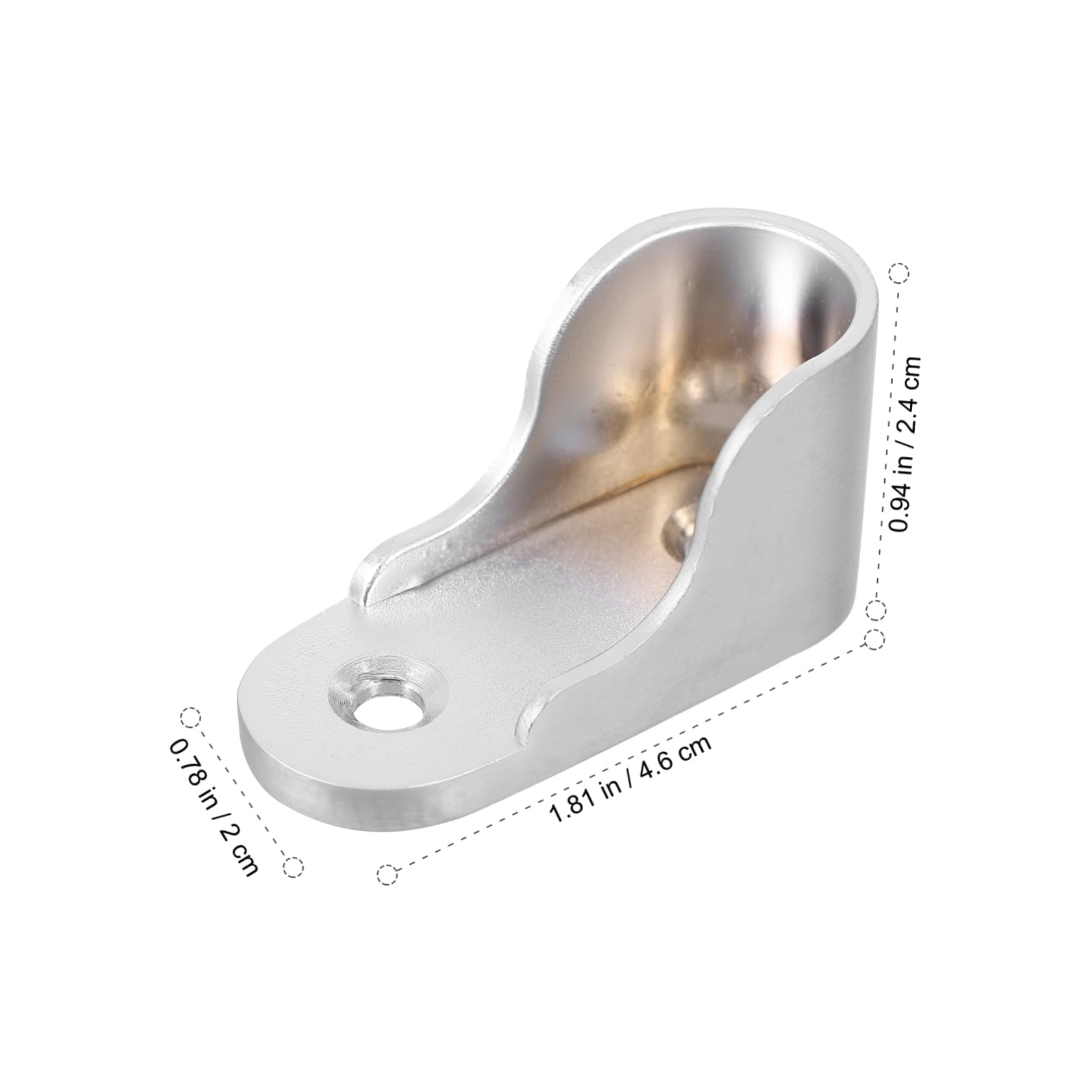 JECOMPRIS 2Pcs Closet Pole Socket Brackets Support Base for Clothes Rail Easy Installation for Wardrobe Bathroom Use Silver Finish Heavy Duty Design