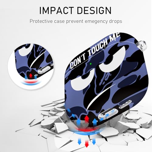 Image of for Apple Airpods 4th Generation Case Covers(2024),Don't Touch Me for Airpods 4 Cover with Keychain /Lanyard Soft Cute Shockproof Cover for Women Men Compatible AirPod 4 Case,Blue
