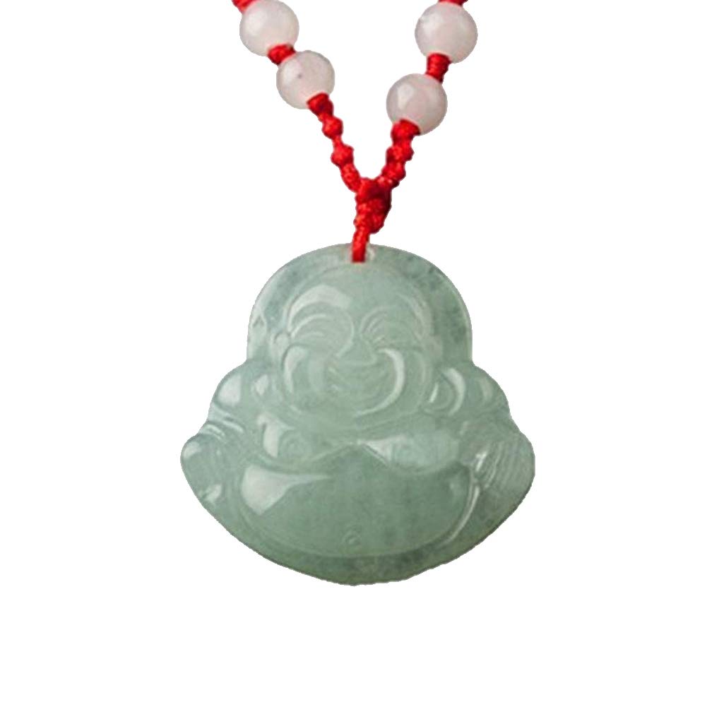 LiummrcyPendant Chinese Feng Shui Jade Stone Lucky Charm Necklace Money Buddha Laughing Buddha Necklace Jade Buddha Pendant Laughing Buddha Statue Necklace Pendant Jewelry Gifts
