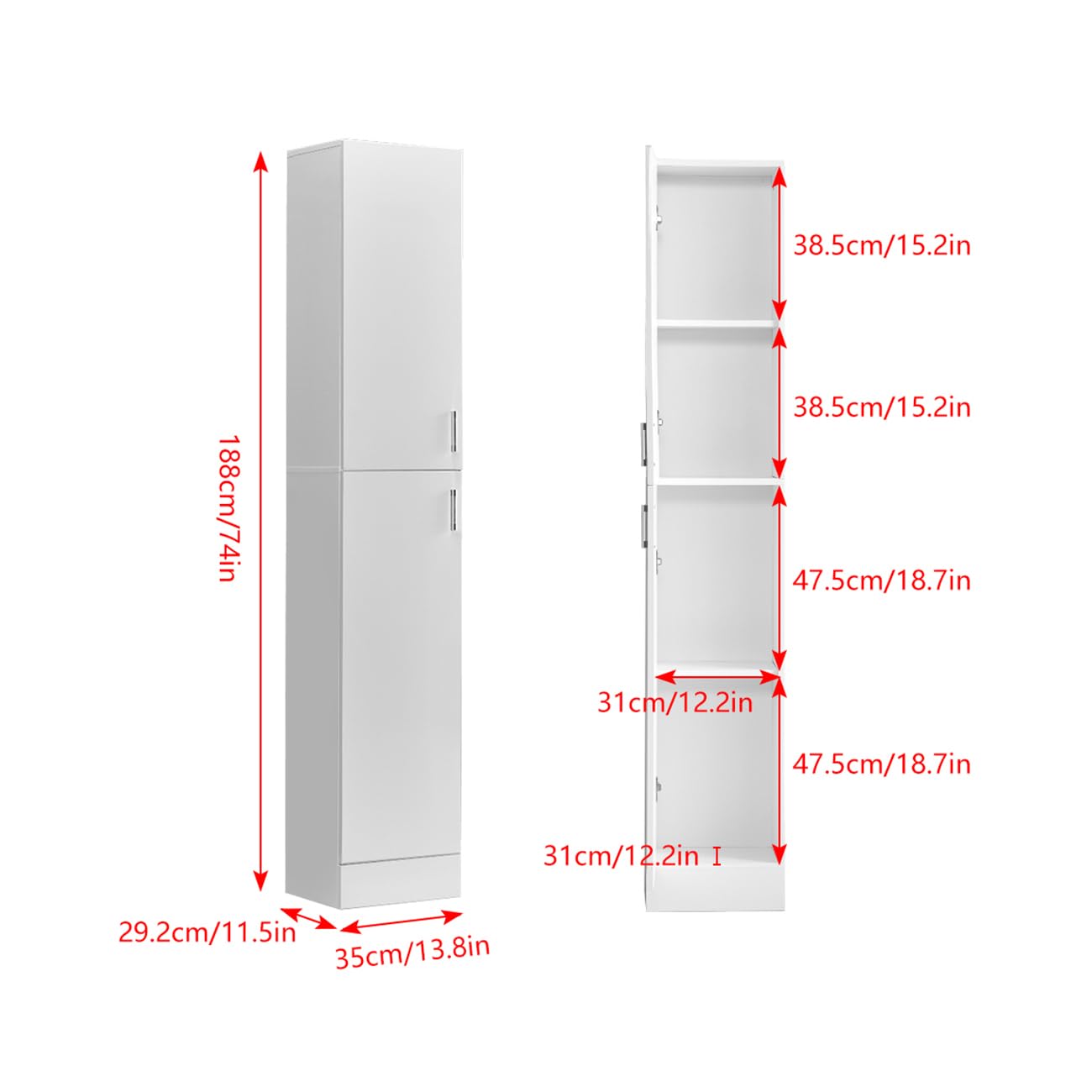 Hioshop Grado badkamerkast 2 deuren- 4 planken eik decor-mat grijs