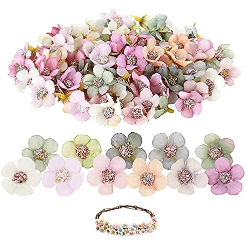 80 Piezas mezcladas Mini Coloridas Flores Artificiales Cabezas Margaritas Cover