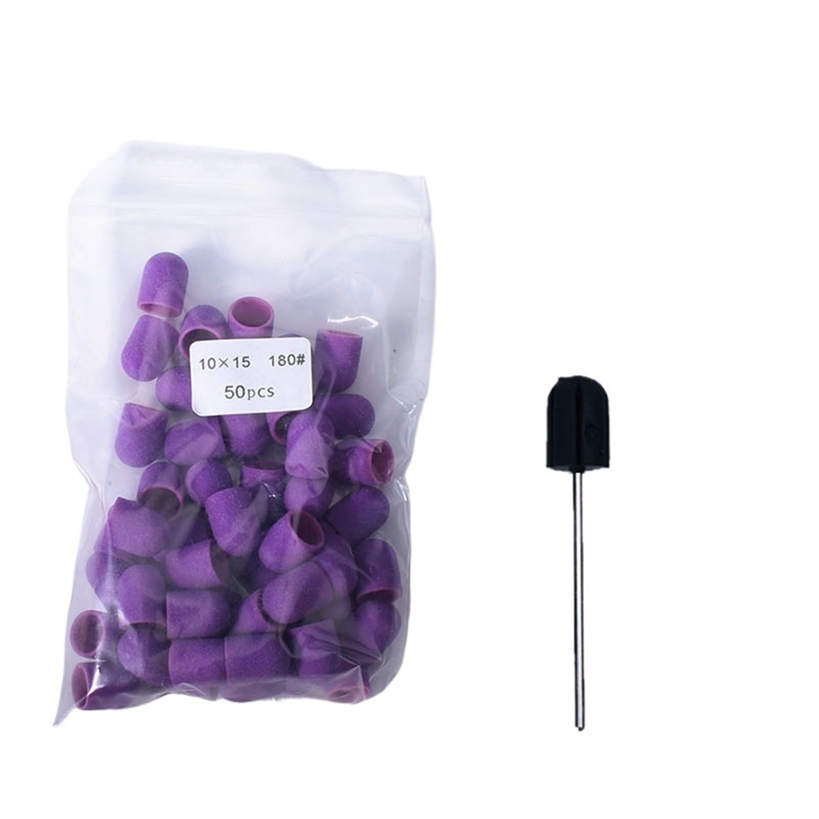Fresas Torno Para UñAs 50 Uds. Purper taladro de uñas tapas lijado pedicura cortador fresado goma giratorio quitar manicura eléctrica para Manicura(5x11mm-180)