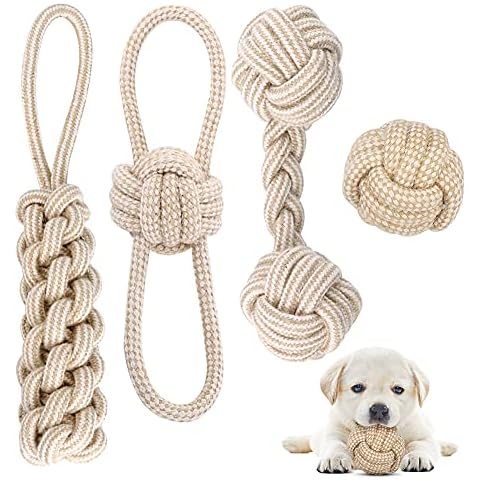 AnCoSoo Hundespielzeug Seil mit Knoten Ball Cover