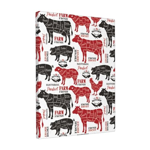 アートパネル 肉の部位 おもしろ アートフレーム ポスタシー 装飾画 キャンバス絵画 モダンアート インテリア おしゃれ 北欧 壁掛け 部屋飾り ソファ背景絵画 リビングルーム 寝室 玄関 木枠付きの完成品 プレゼント 30x40cm