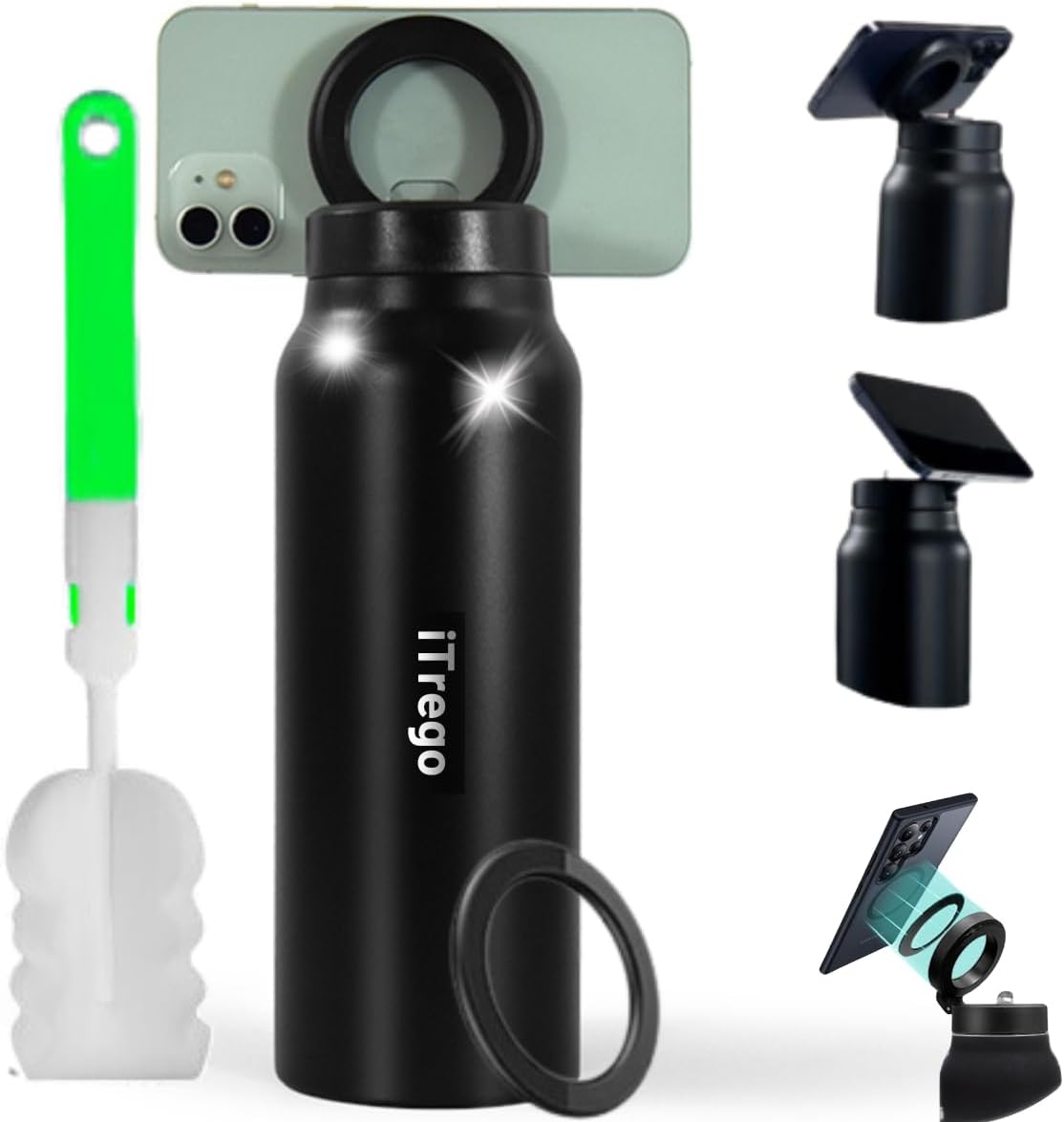 itrego water bottle with magnetic phone holder