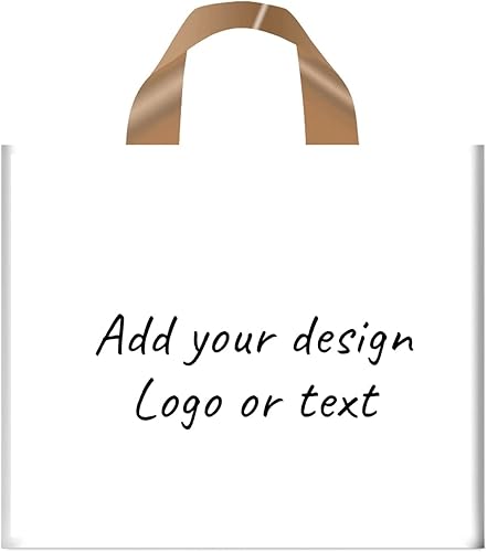 Cihomia 100 bolsas de plástico personalizadas para compras de mercancía con asa, bolsas personalizadas para regalo de fiesta (horizontal)