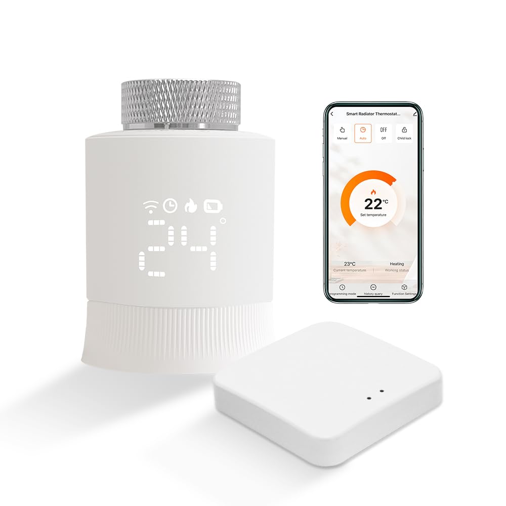KETOTEK KETOTEK Smartes Heizkörperthermostat WLAN, Zigbee Thermostat Heizung mit Hub, Programmierbar Heizungsthermostat Heizungsregler für Heizkörper per App, Alexa, Google Assistant, Energie sparen