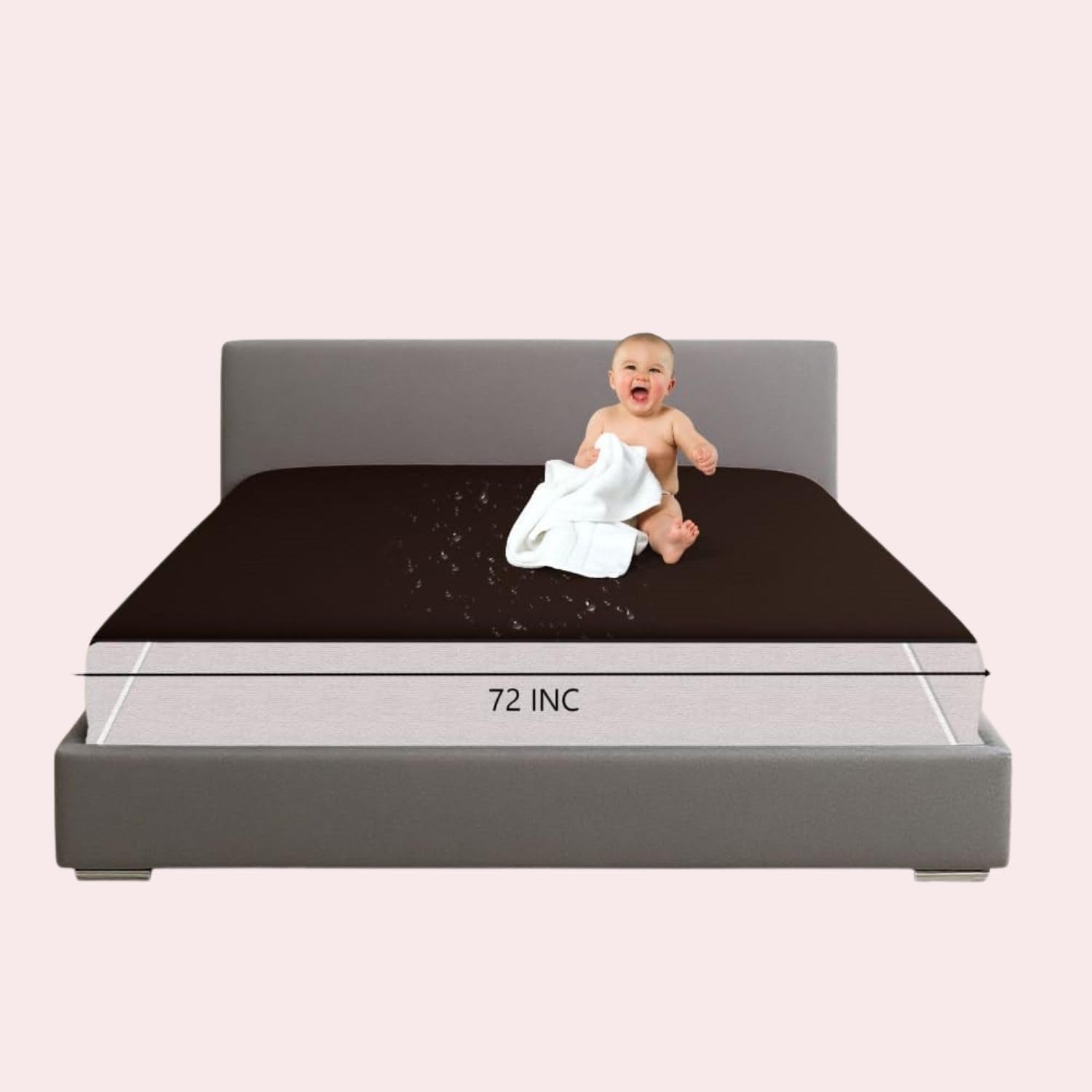 Waterproof Cotton Terry Mattress Protector King Size 72 x 75 Inch Brown Fitted Bed Cover-image-26