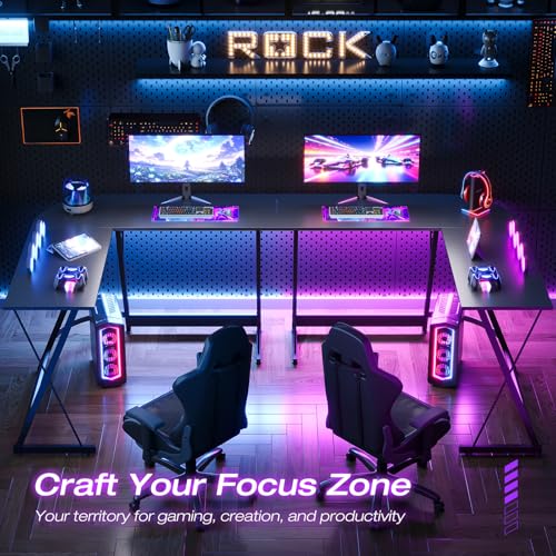 ODK L Shaped Gaming Desk, 120×120 cm Corner Computer Desk for Gaming, Home, Office, Carbon Fibre Black - Image 6