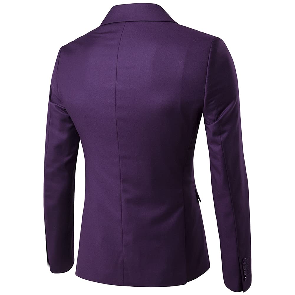 GUOCU Garnitur męski slim fit, 3-częściowy, marynarka, spodnie, kamizelka do biznesu, na wesele, imprezę, garnitur, marynarka, spodnie garniturowe, kamizelka, zestaw, liliowy, 4XL